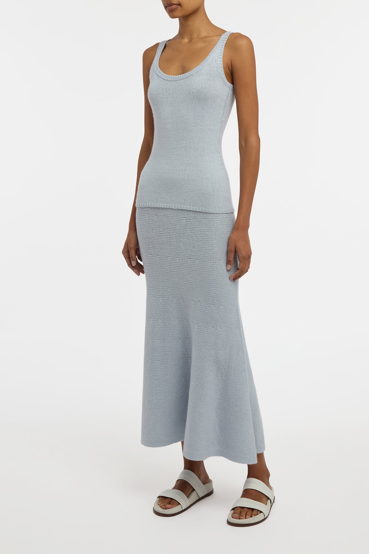 Brigid Knit Tank Top in Light Blue Cashmere