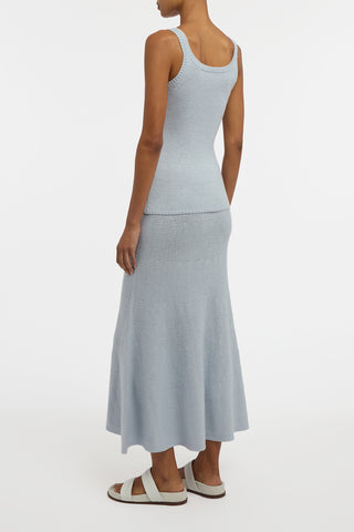 Manni Knit Maxi Skirt in Light Blue Cashmere