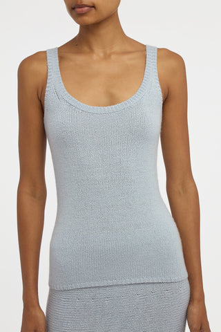 Brigid Knit Tank Top in Light Blue Cashmere