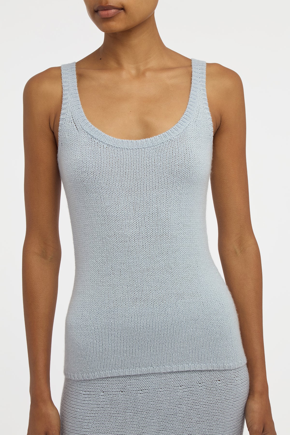 Brigid Knit Tank Top in Light Blue Cashmere