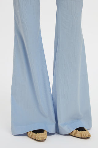 Ianthe Flare Pant in Light Blue Sea Island Cotton Corduroy