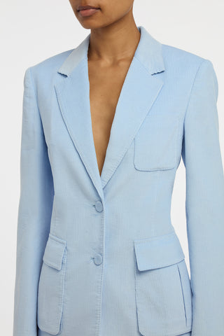 Louisa Blazer in Light Blue Sea Island Cotton Corduroy
