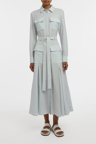 Meyer Shirtdress in Powder Blue Wool Cashmere Flannel