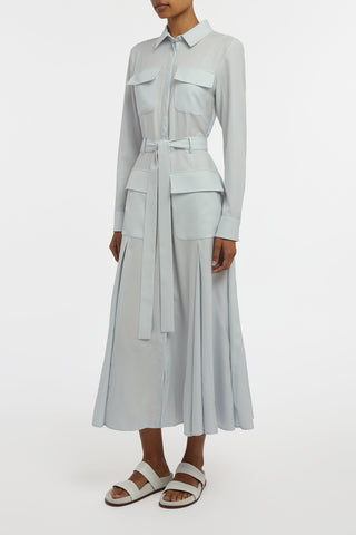 Meyer Shirtdress in Powder Blue Wool Cashmere Flannel