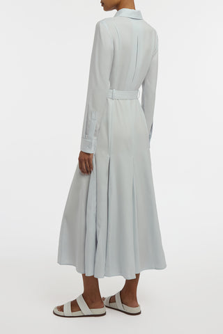 Meyer Shirtdress in Powder Blue Wool Cashmere Flannel