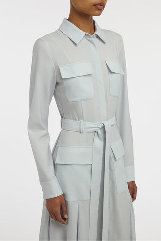 Meyer Shirtdress in Powder Blue Wool Cashmere Flannel