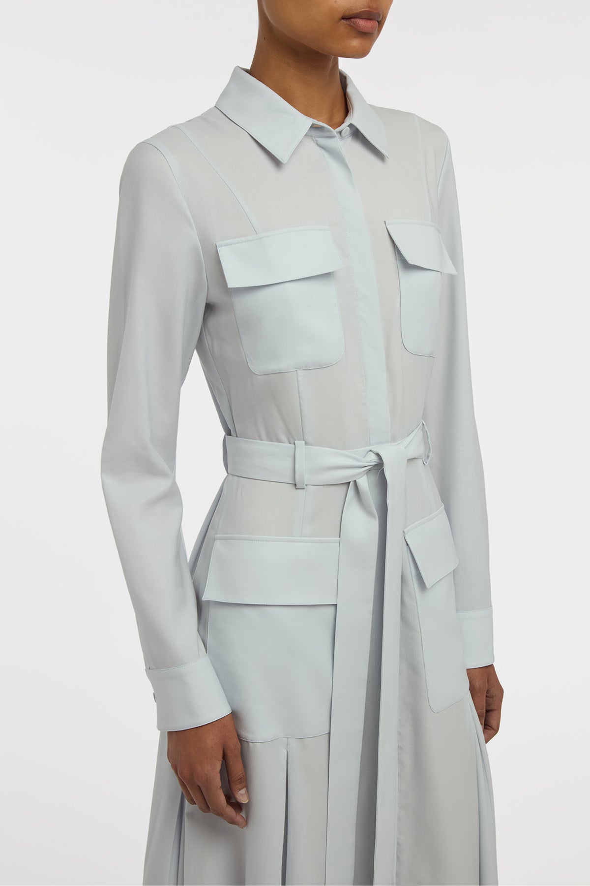 Meyer Shirtdress in Powder Blue Wool Cashmere Flannel