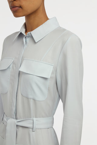 Meyer Shirtdress in Powder Blue Wool Cashmere Flannel
