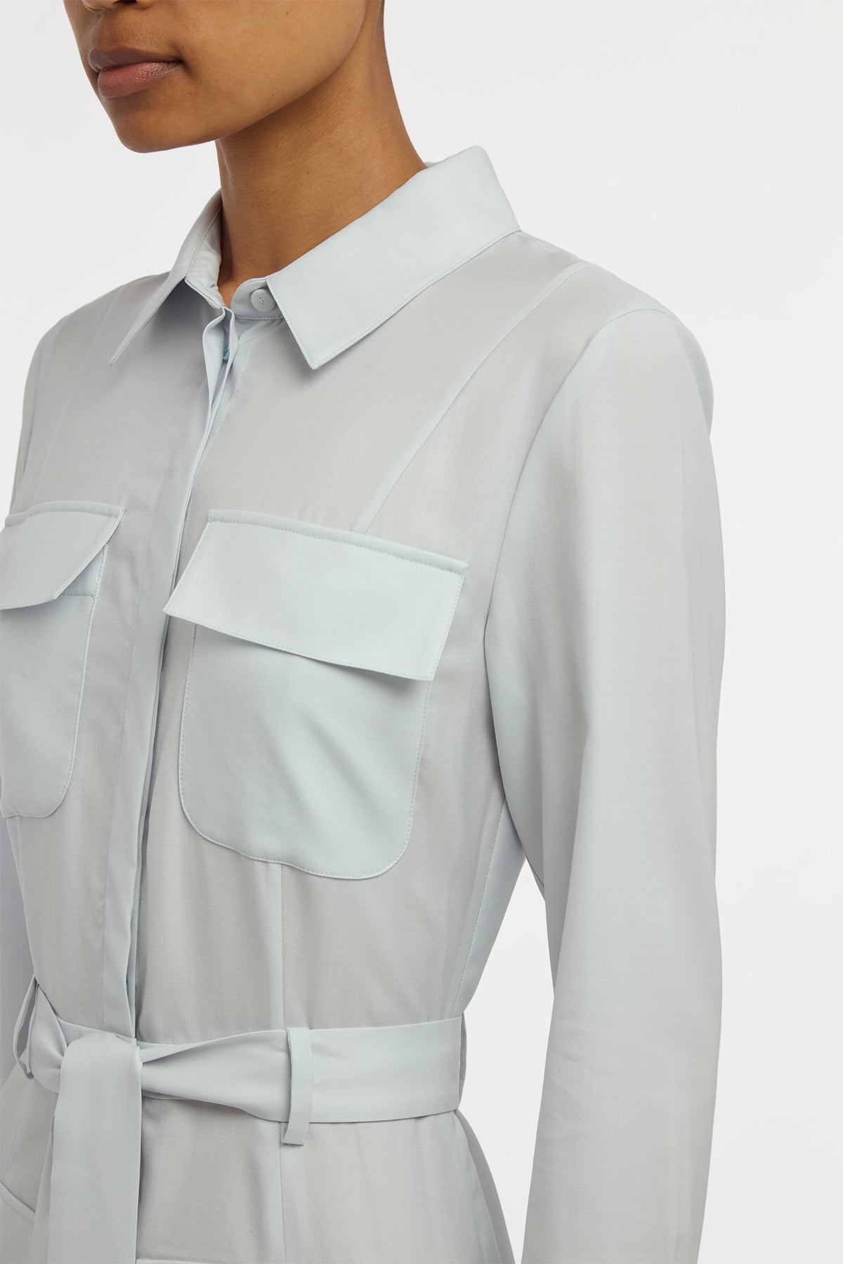 Meyer Shirtdress in Powder Blue Wool Cashmere Flannel