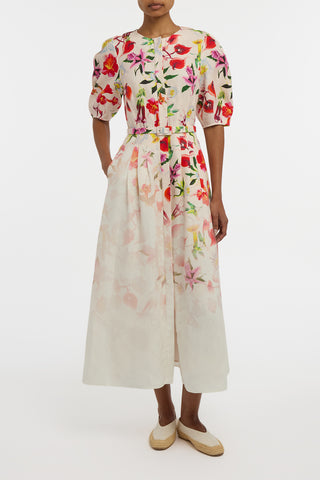 Ignis Maxi Shirtdress in Uruguayan Flowers Printed Linen