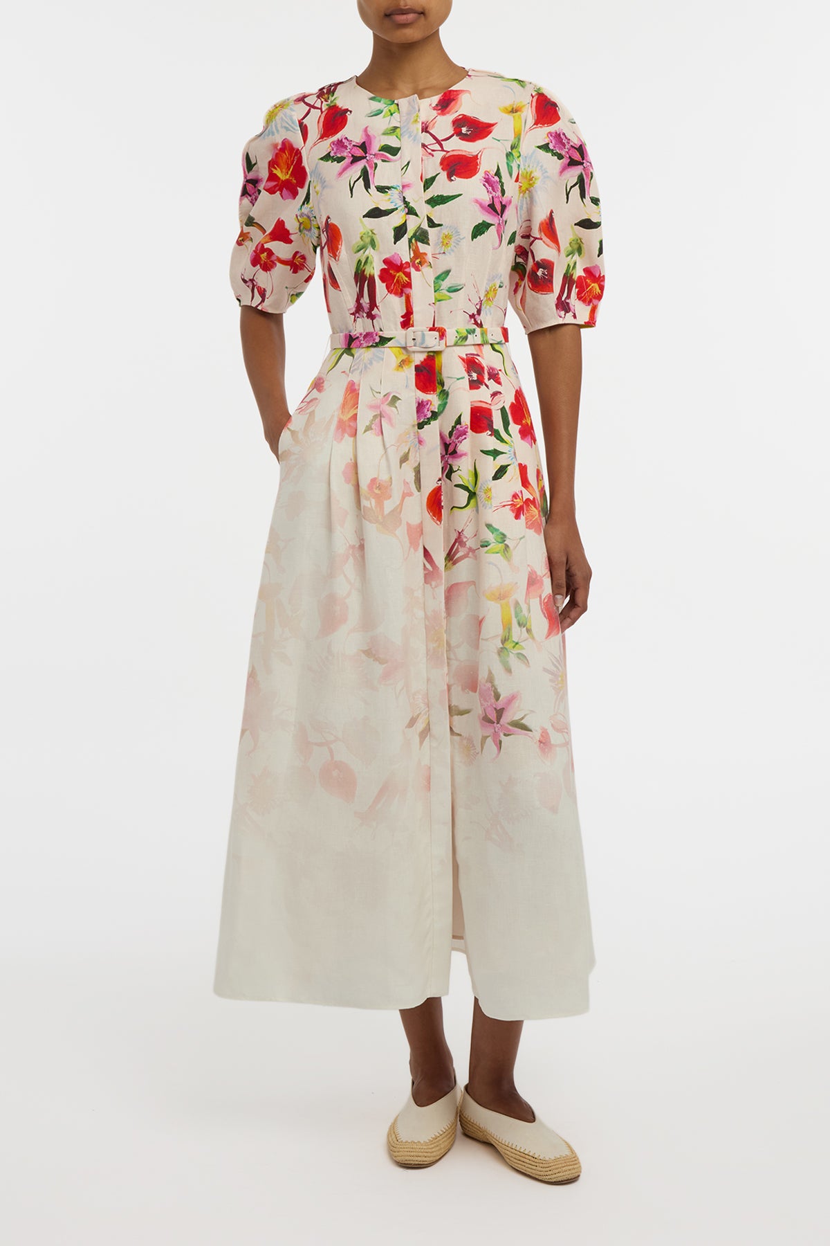 Ignis Maxi Shirtdress in Uruguayan Flowers Printed Linen