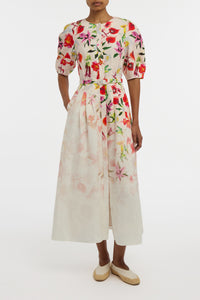 Ignis Maxi Shirtdress in Uruguayan Flowers Printed Linen