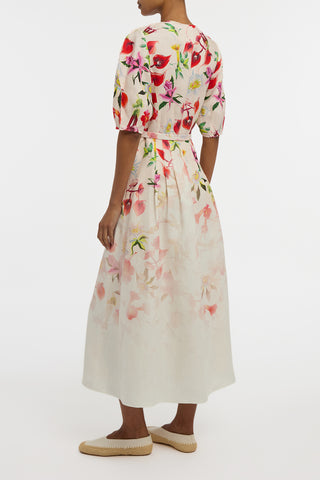 Ignis Maxi Shirtdress in Uruguayan Flowers Printed Linen