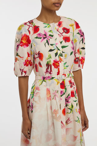 Ignis Maxi Shirtdress in Uruguayan Flowers Printed Linen