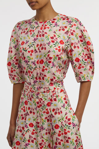 Edify Top in Uruguayan Flowers Printed Silk