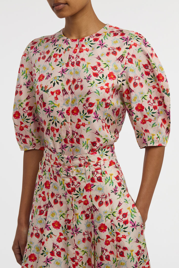 Edify Top in Uruguayan Flowers Printed Silk