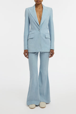 Rhein Flare Pant in Light Blue Suede