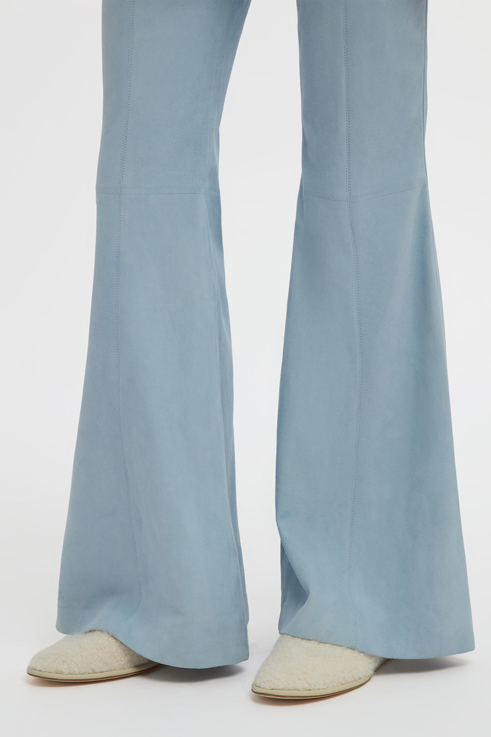 Rhein Flare Pant in Light Blue Suede