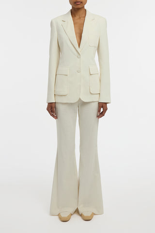 Ianthe Flare Pant in Ivory Sea Island Cotton Corduroy