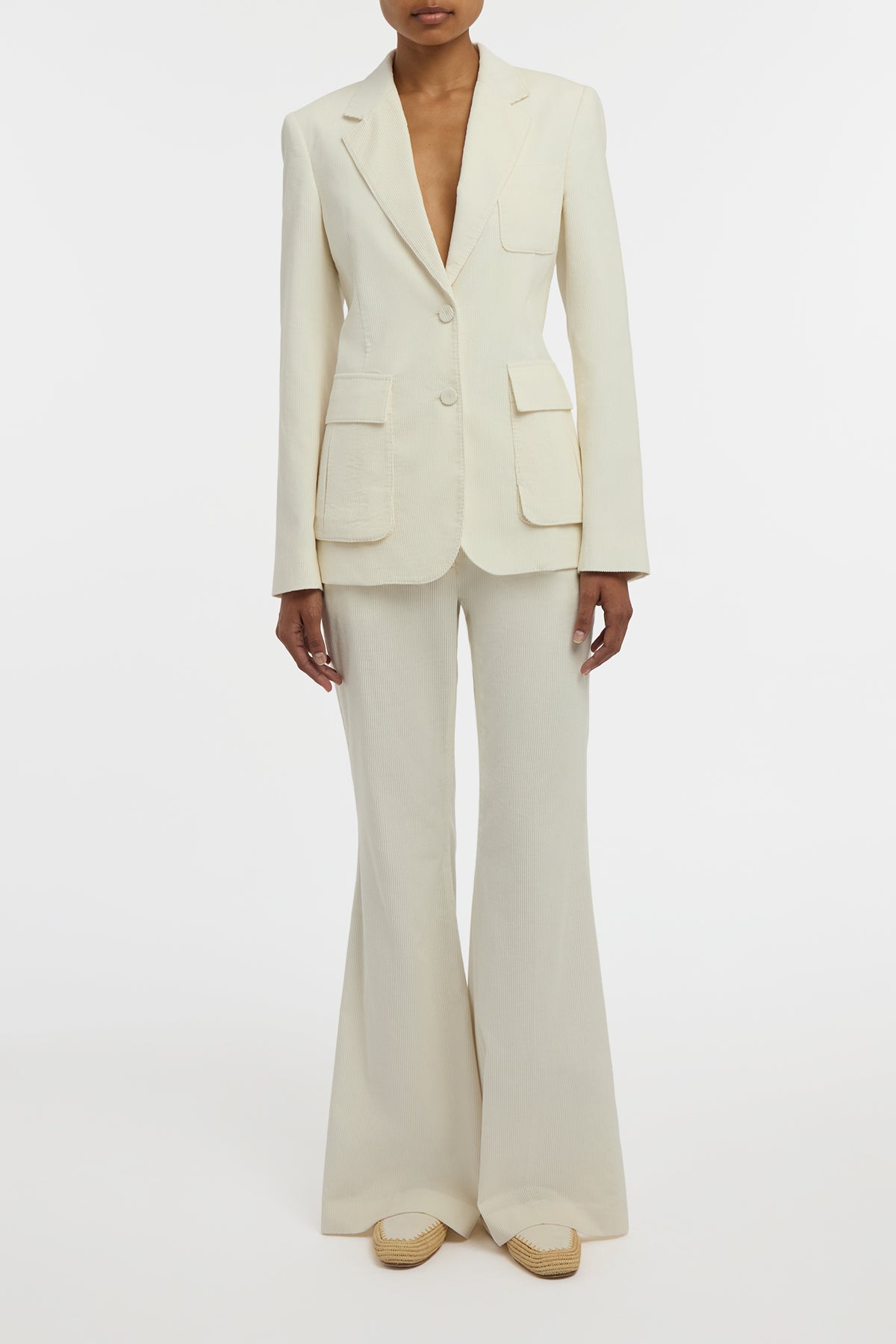 Ianthe Flare Pant in Ivory Sea Island Cotton Corduroy
