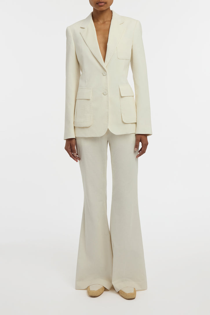 Ianthe Flare Pant in Ivory Sea Island Cotton Corduroy
