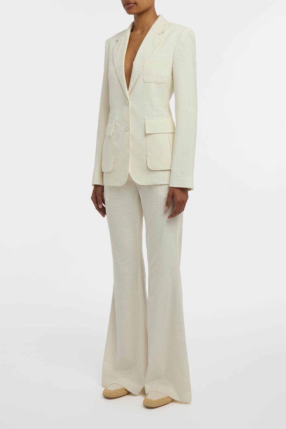 Ianthe Flare Pant in Ivory Sea Island Cotton Corduroy