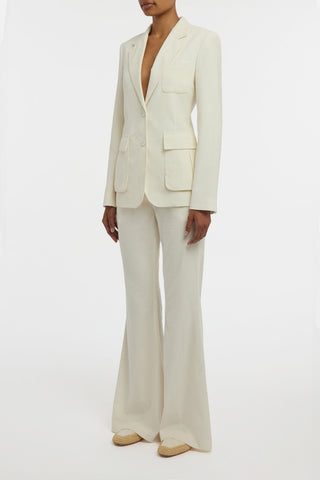 Ianthe Flare Pant in Ivory Sea Island Cotton Corduroy