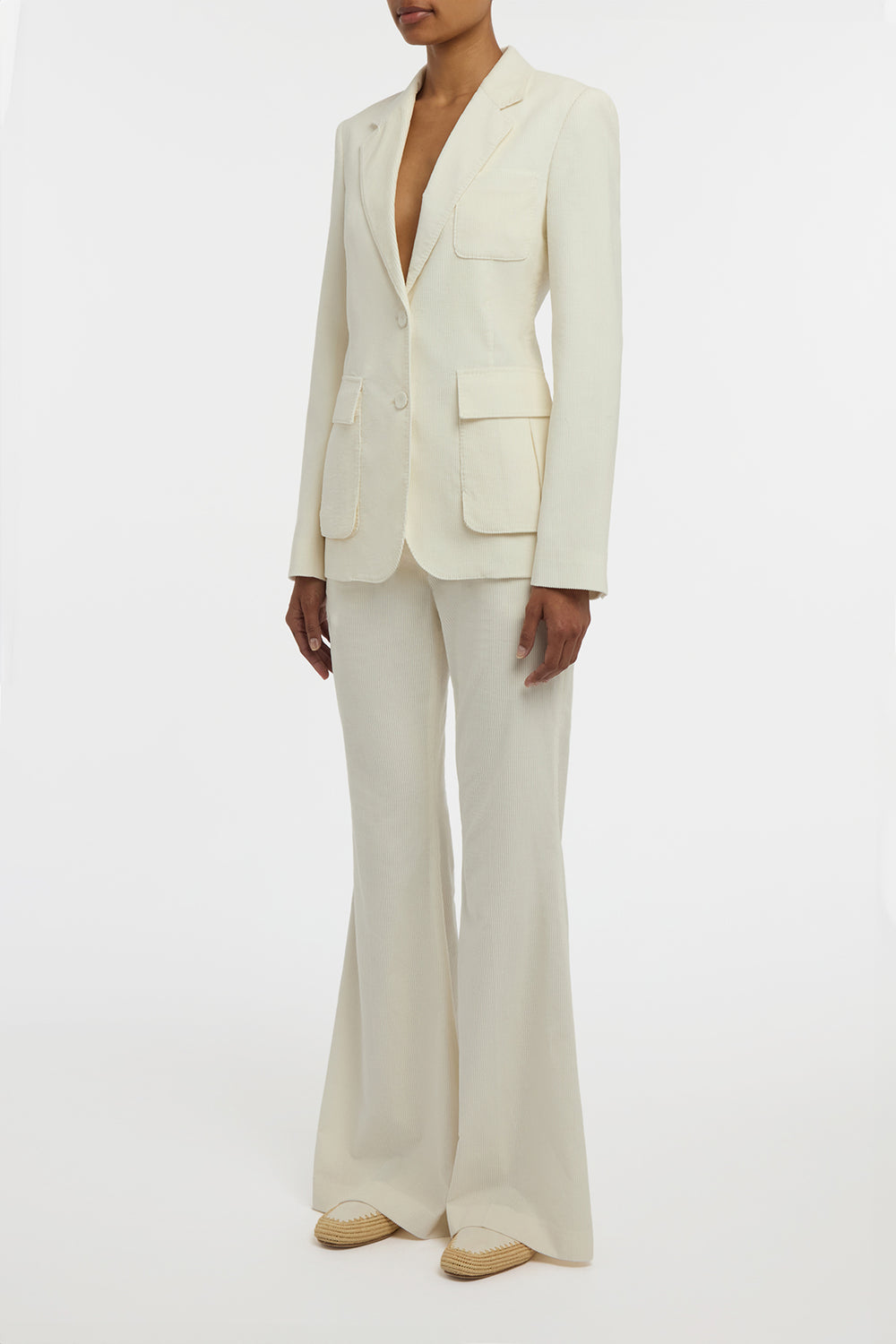 Ianthe Flare Pant in Ivory Sea Island Cotton Corduroy