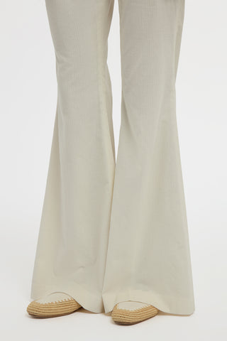 Ianthe Flare Pant in Ivory Sea Island Cotton Corduroy