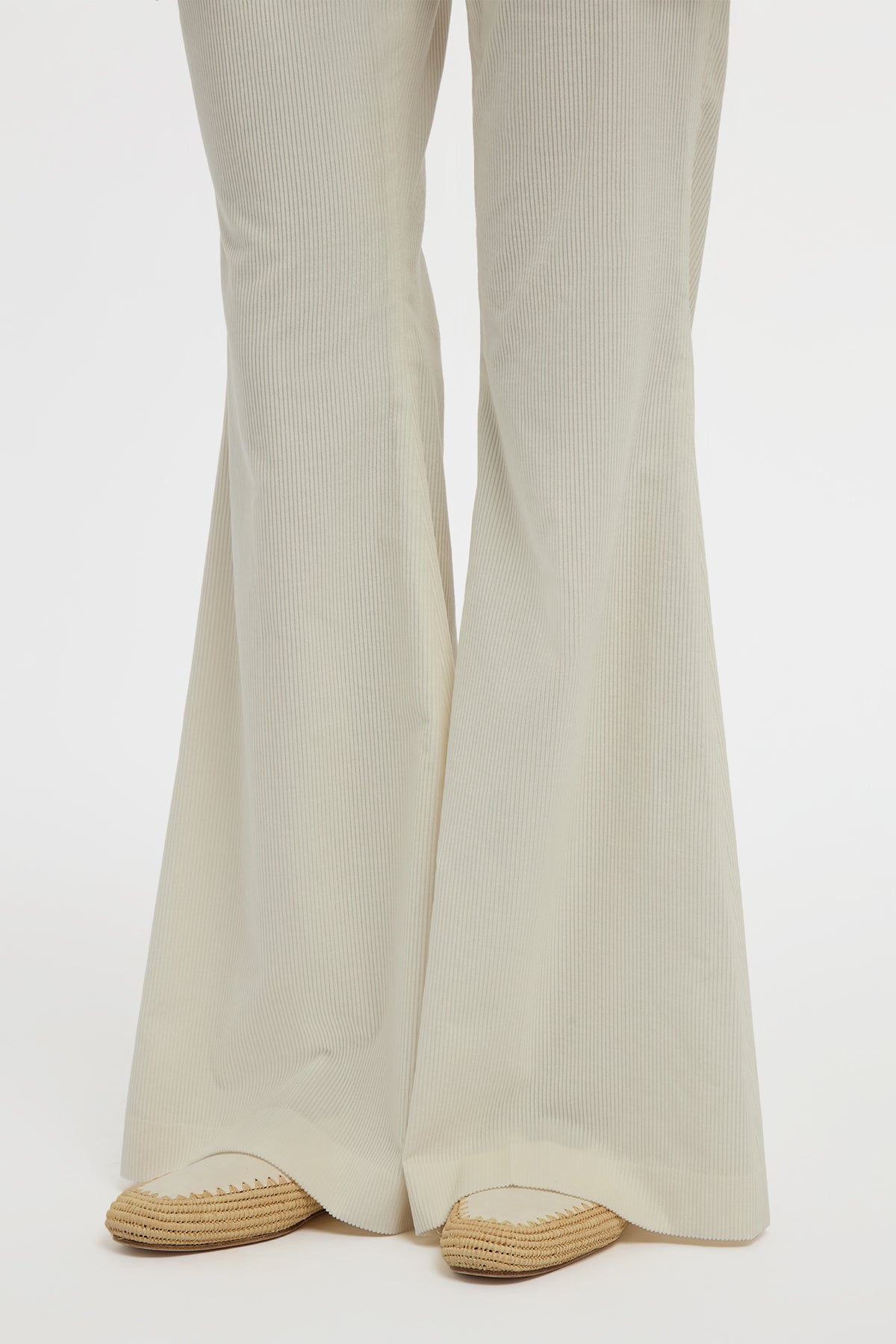 Ianthe Flare Pant in Ivory Sea Island Cotton Corduroy
