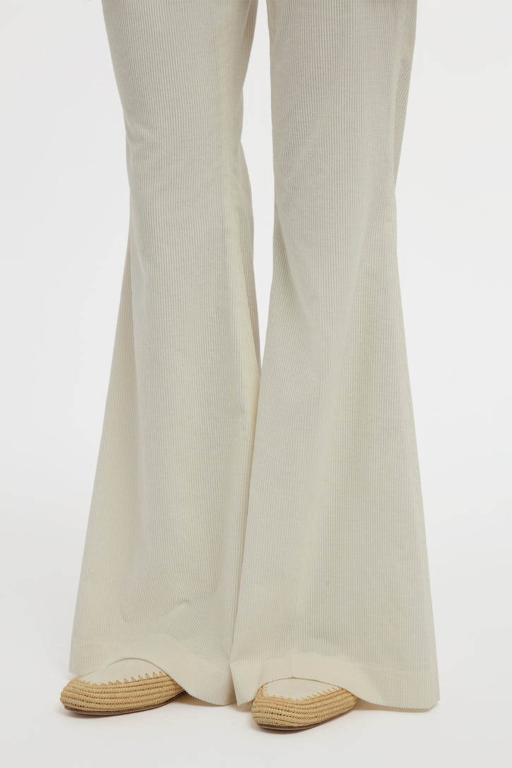 Ianthe Flare Pant in Ivory Sea Island Cotton Corduroy