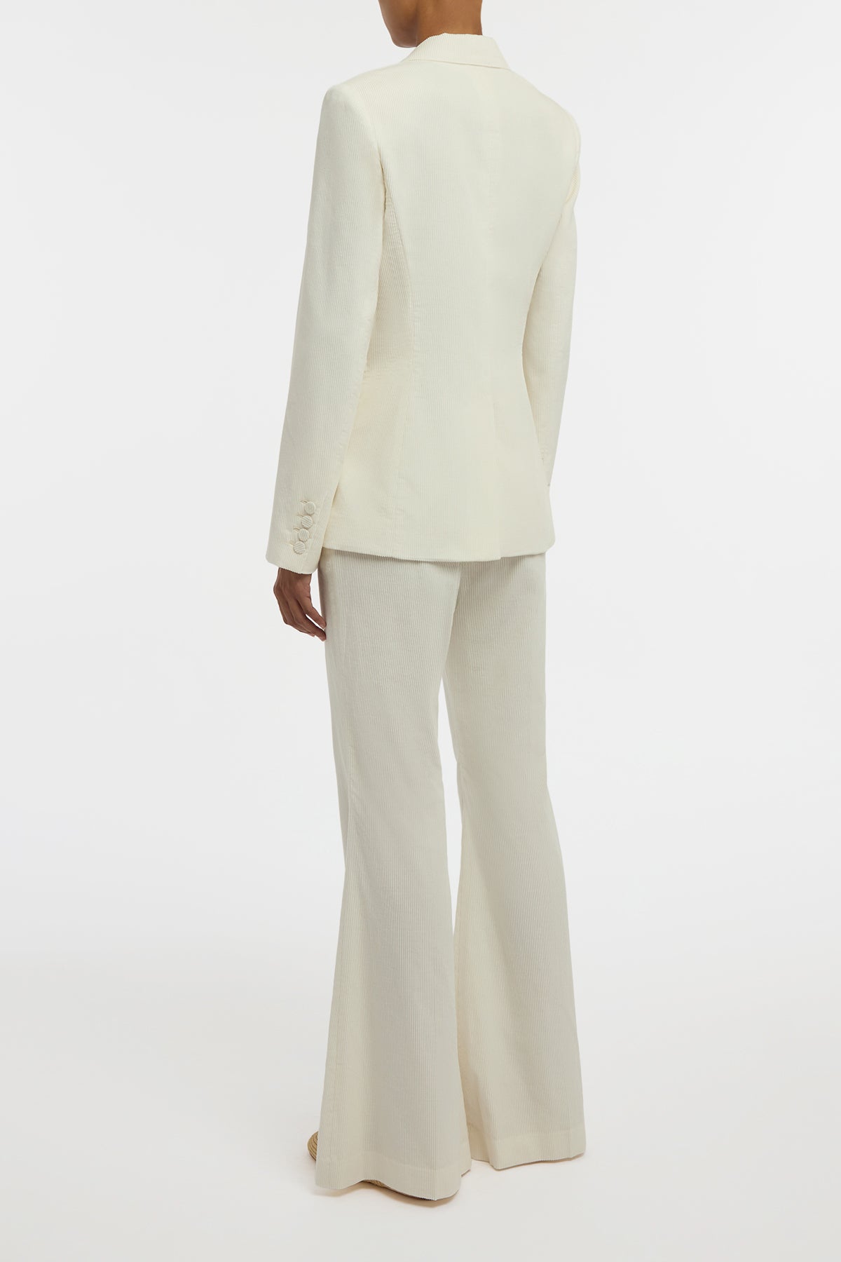 Ianthe Flare Pant in Ivory Sea Island Cotton Corduroy