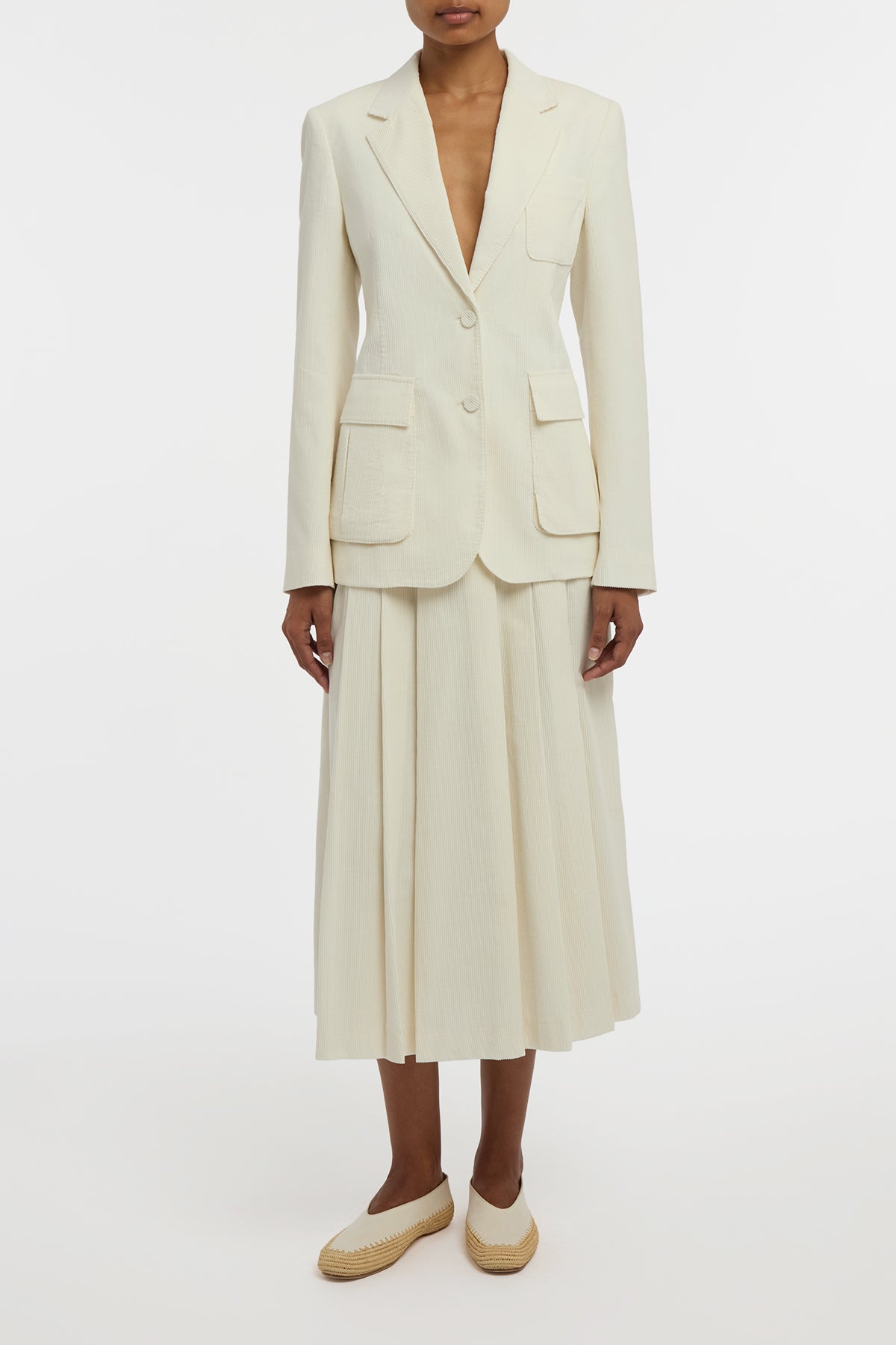 Women's White Linen Pleated Midi Skirt | Gabriela Hearst