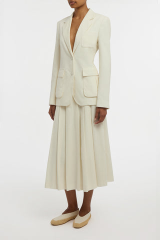 Louisa Blazer in Ivory Sea Island Cotton Corduroy