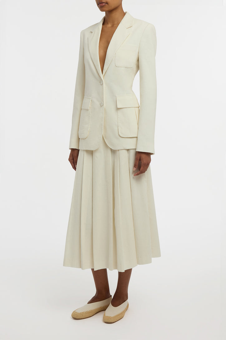 Louisa Blazer in Ivory Sea Island Cotton Corduroy