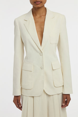 Louisa Blazer in Ivory Sea Island Cotton Corduroy