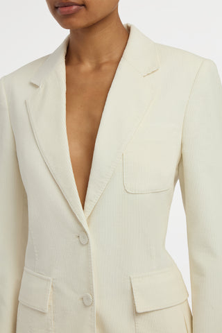 Louisa Blazer in Ivory Sea Island Cotton Corduroy
