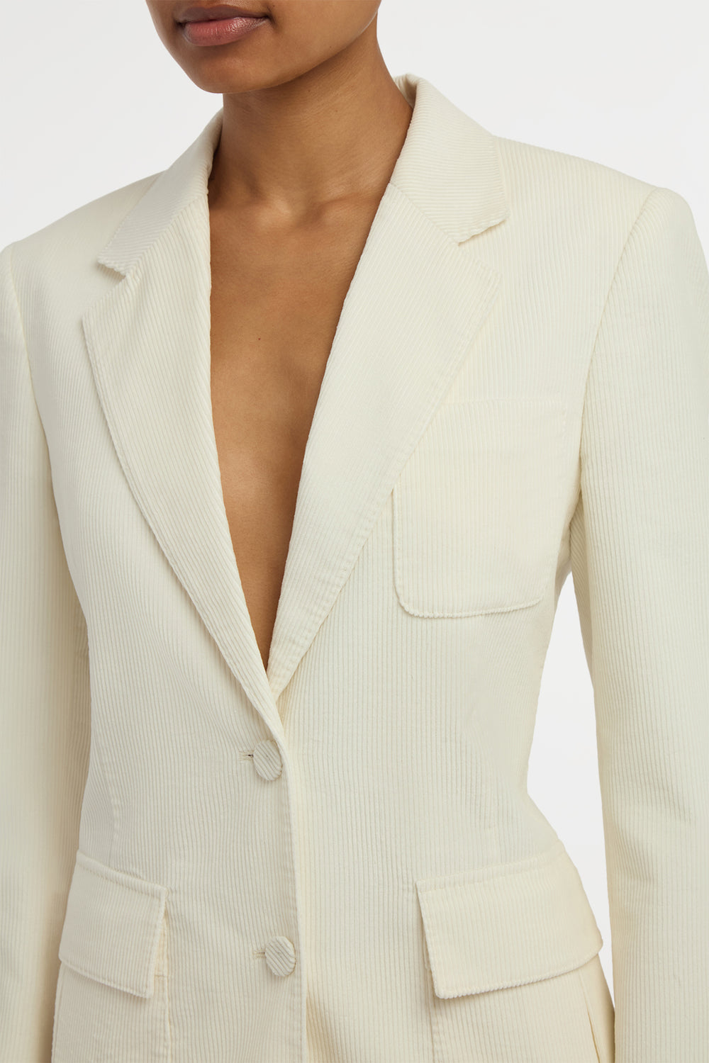 Louisa Blazer in Ivory Sea Island Cotton Corduroy