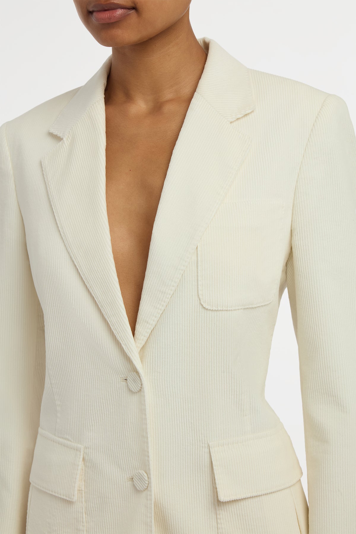 Louisa Blazer in Ivory Sea Island Cotton Corduroy