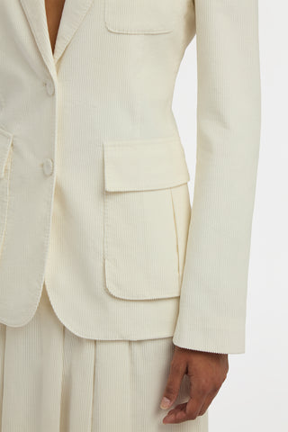 Louisa Blazer in Ivory Sea Island Cotton Corduroy