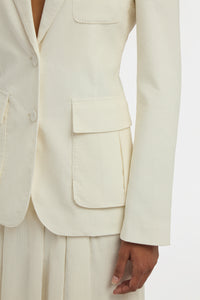 Louisa Blazer in Ivory Sea Island Cotton Corduroy