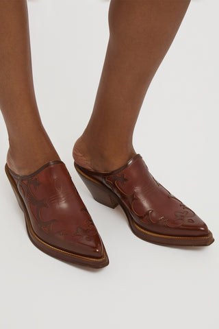 Temperance Cowboy Mule in Cognac Leather