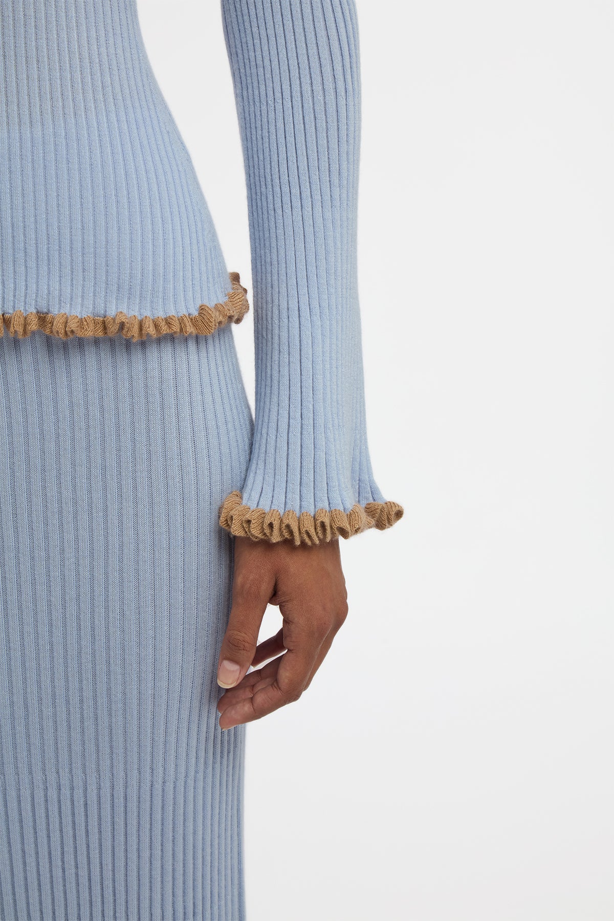 Erya Knit Crewneck Sweater in Halogen Blue Cashmere Silk