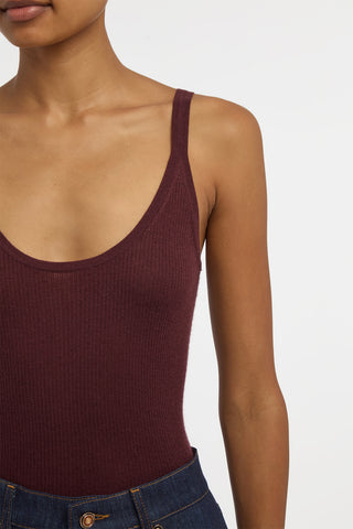 Cinxia Knit Tank Top in Bordeaux Cashmere Silk with Hemp