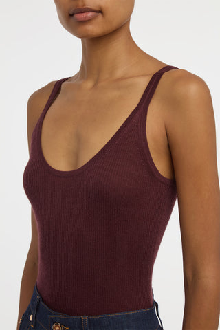 Cinxia Knit Tank Top in Bordeaux Cashmere Silk with Hemp