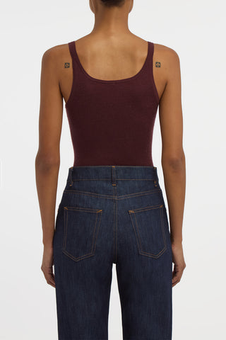 Cinxia Knit Tank Top in Bordeaux Cashmere Silk with Hemp