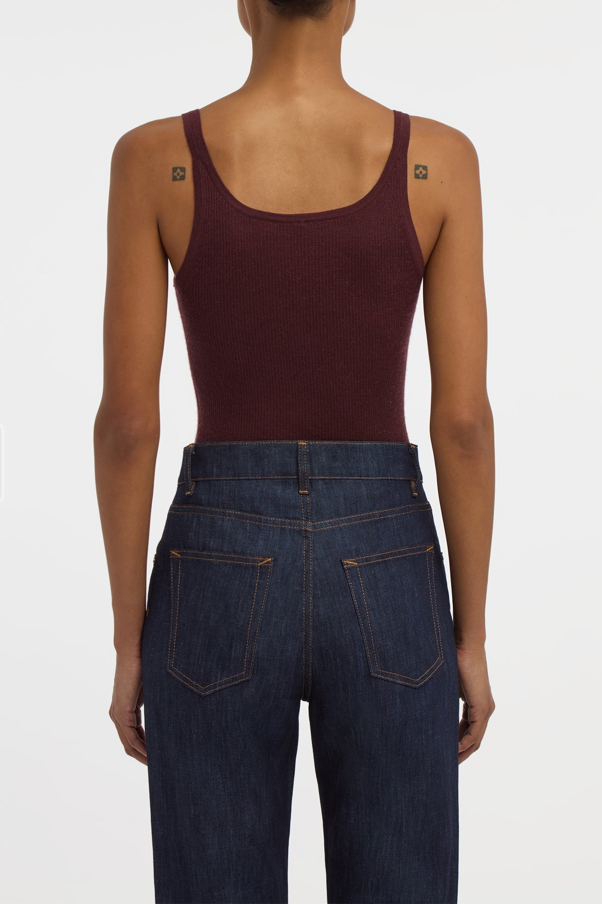 Cinxia Knit Tank Top in Bordeaux Cashmere Silk with Hemp