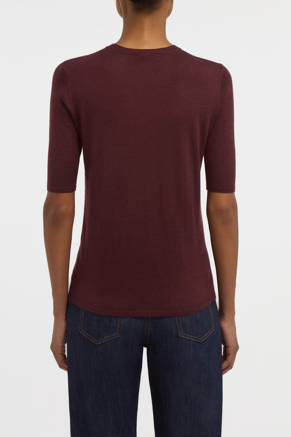 Chryse Knit T-Shirt  in Bordeaux Cashmere Silk with Hemp