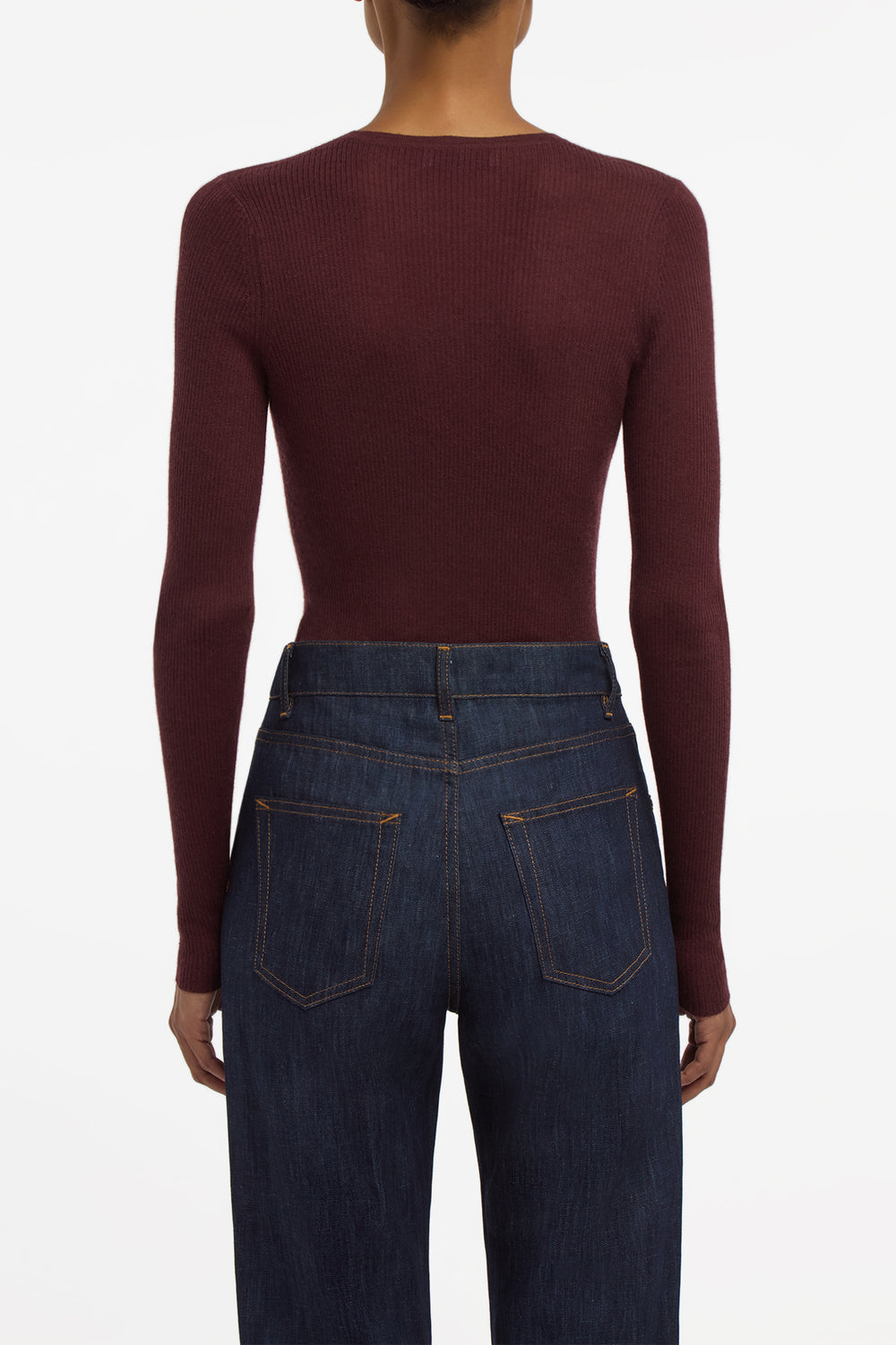 Aiste Knit Cardigan in Bordeaux Cashmere Silk with Hemp