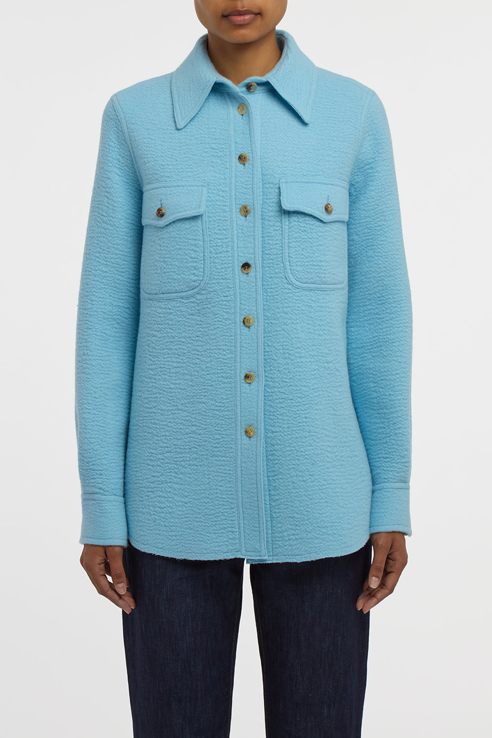 John Austin Shirt in Light Blue Cashmere Felt